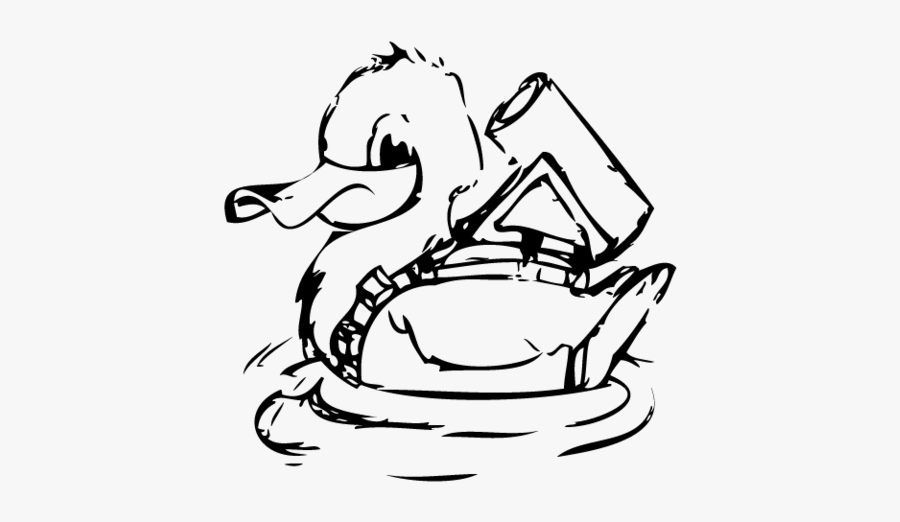 Black Ink Outline Duck Tattoo Design - Duck Tattoo Png, Transparent Clipart