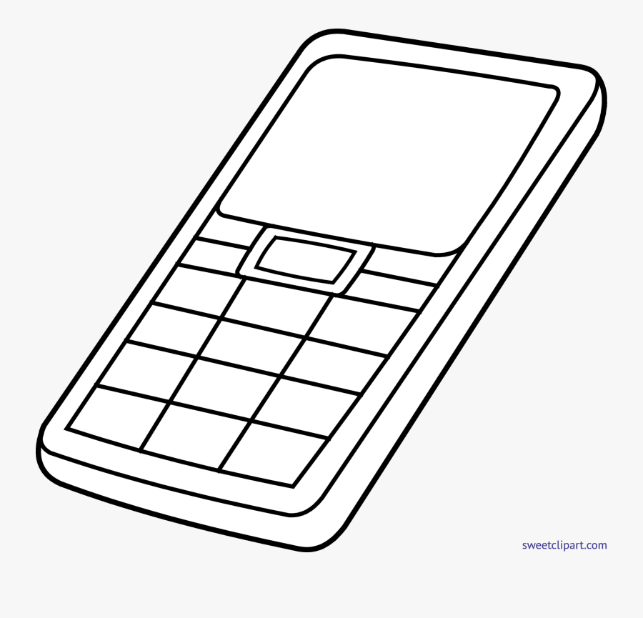 Png Black And White Stock Cell Phone Lineart Clip - Cellphone Pic Black And White, Transparent Clipart