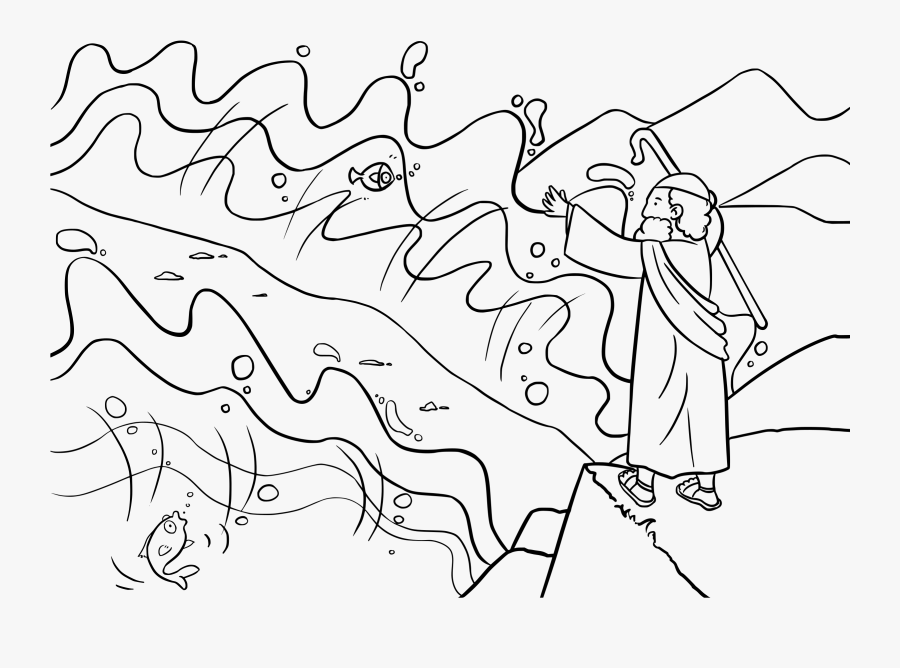 Moses And The Red Sea Coloring Sheet, Transparent Clipart