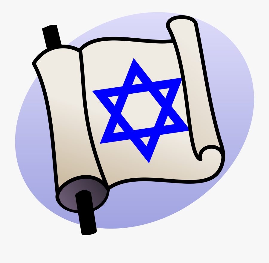 Jewish Symbols Scroll - Israel Flag, Transparent Clipart