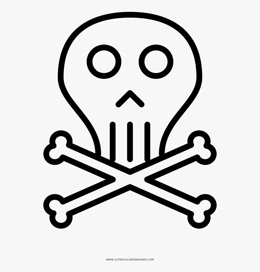 Scull And Bones Coloring Page - Danger Sign In Word, Transparent Clipart
