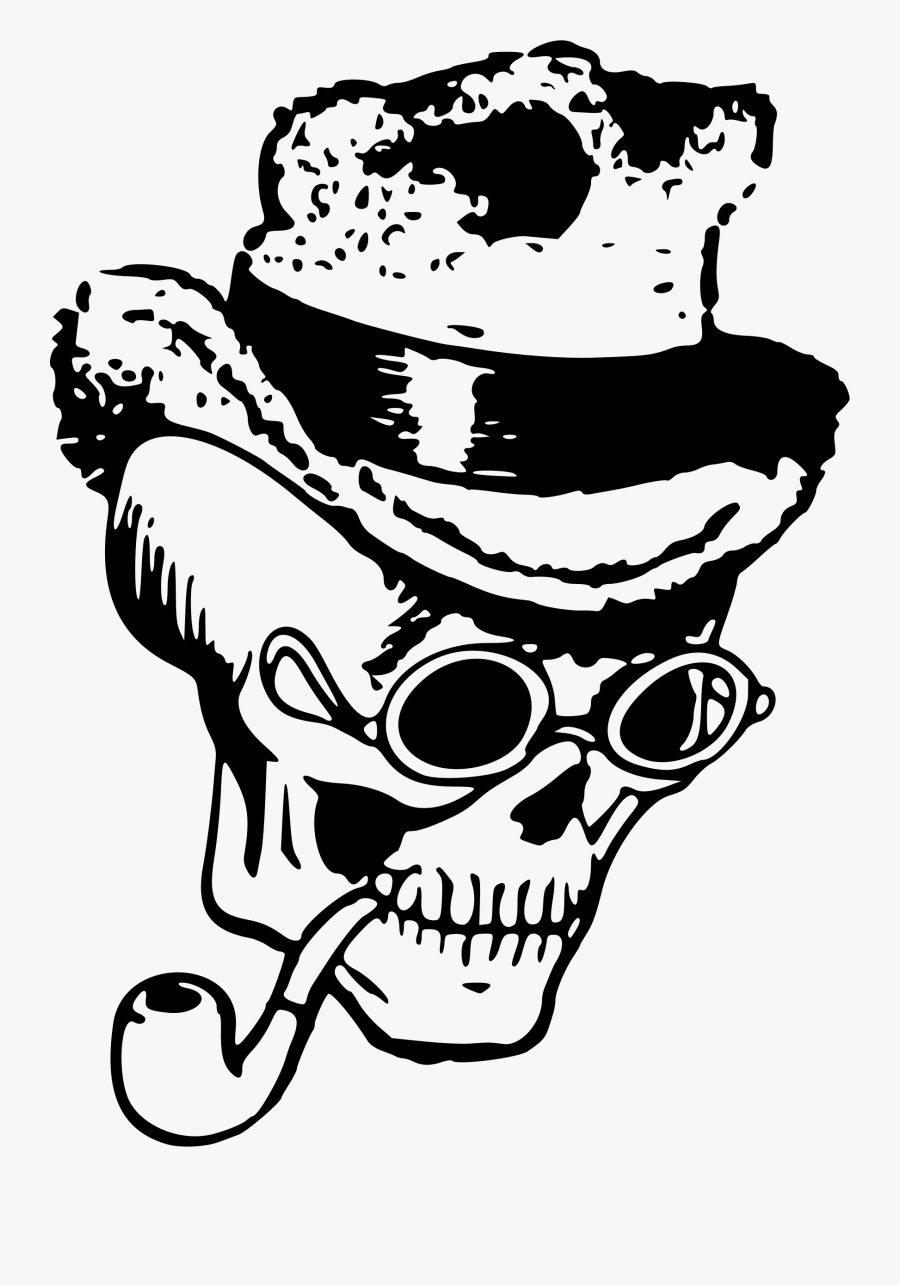 Skull With Pipe And Hat - Dibujos Figuras De Artes Visuales, Transparent Clipart