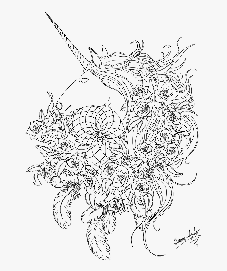 Transparent Dream Catcher Clipart - Unicorn And Dream Catcher Drawing, Transparent Clipart