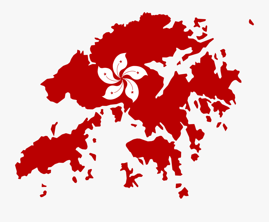 Map Of Hong Kong With Flag Overlay, Transparent Clipart