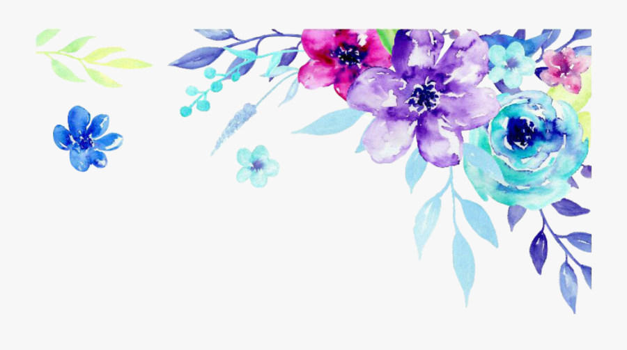 Ftestickers Flowers Floral Watercolor Corner Edging - Watercolor Flower Corner Border Png, Transparent Clipart