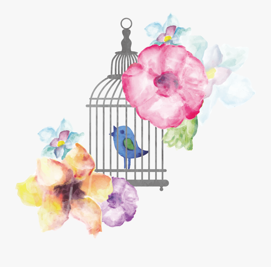 Birdcage Watercolor Painting - Pajaro En Jaula Vintage, Transparent Clipart