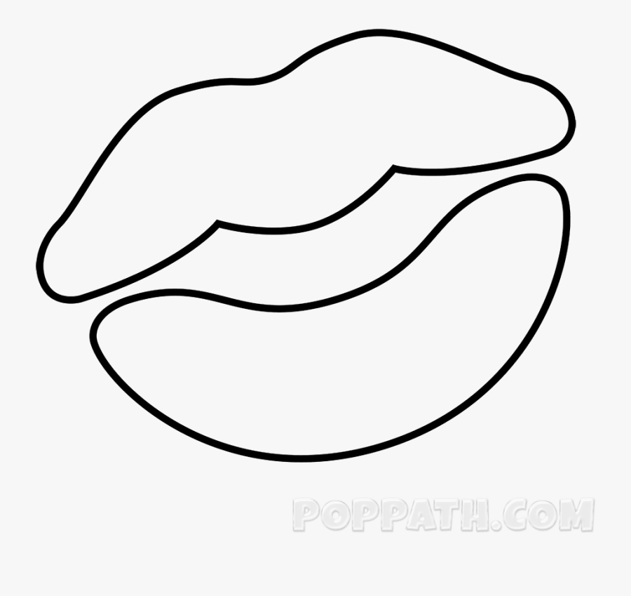 Pin Lips Outline Clipart Black And White - Line Art, Transparent Clipart