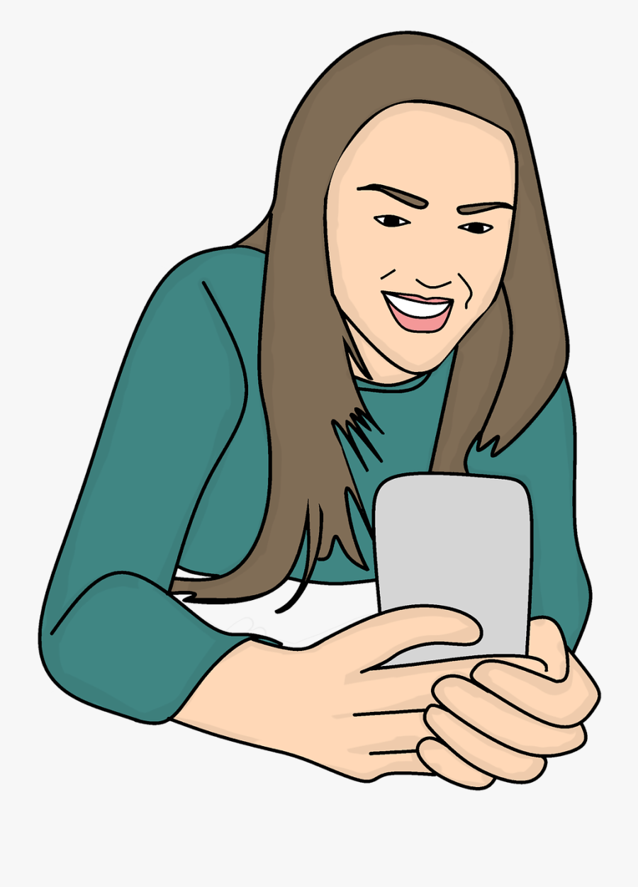 Mobile Internet Chatting Free Picture - Girl Texting Cartoon Png, Transparent Clipart