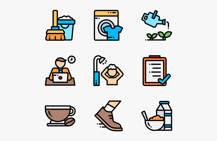 Icons Free Vector Routine - Clipart Morning Routine Emoji, Transparent Clipart