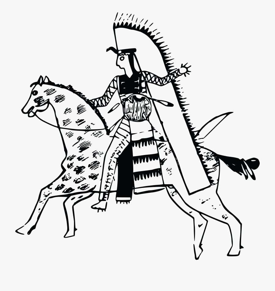 Free Clipart Of A Native American Indian - Native American Horse Drawing, Transparent Clipart