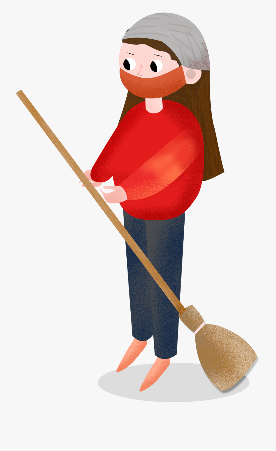 Girl New Year Pig Dusting Png And Psd, Transparent Clipart