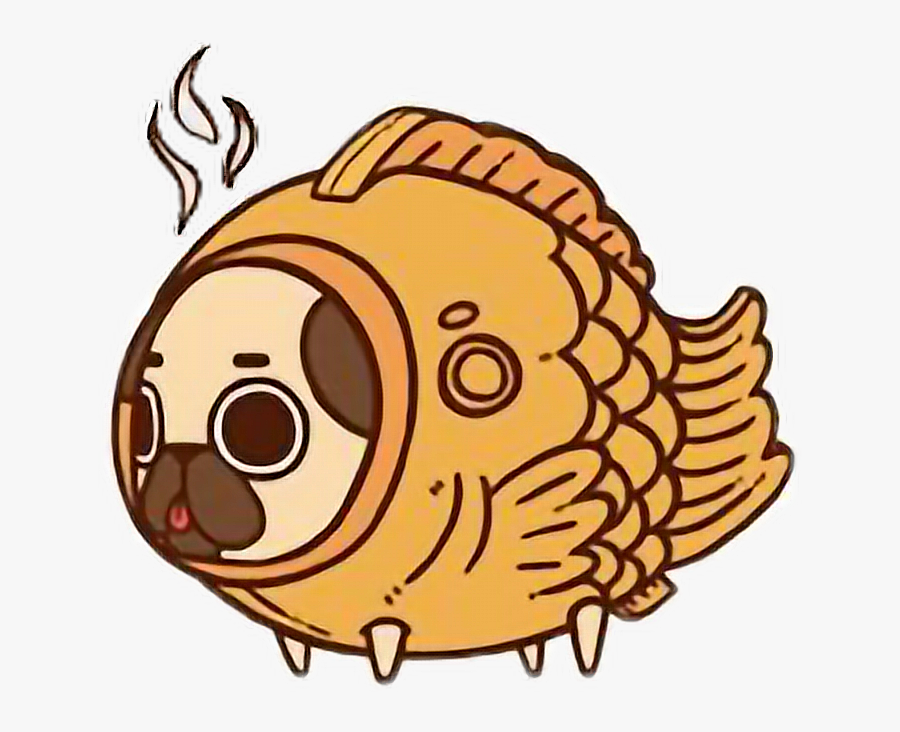 Cute Kawaii Pug Chibi Food Fishfreetoedit Clipart Free - Drawing Kawaii Cute Fish, Transparent Clipart