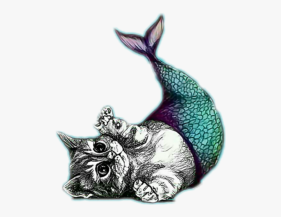 Transparent Catfish Clipart - Cute Cartoon Mermaid Cats, Transparent Clipart