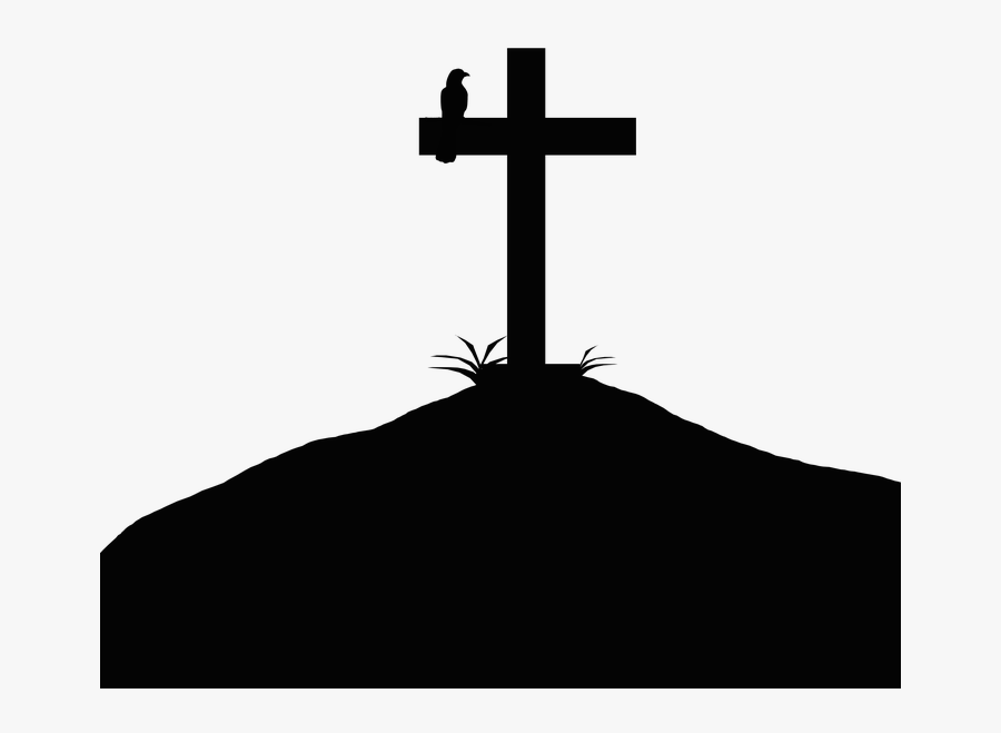 Summit Cross, Silhouette, Summit, Bird, Grass, Sun - Cross Drawing With Background, Transparent Clipart