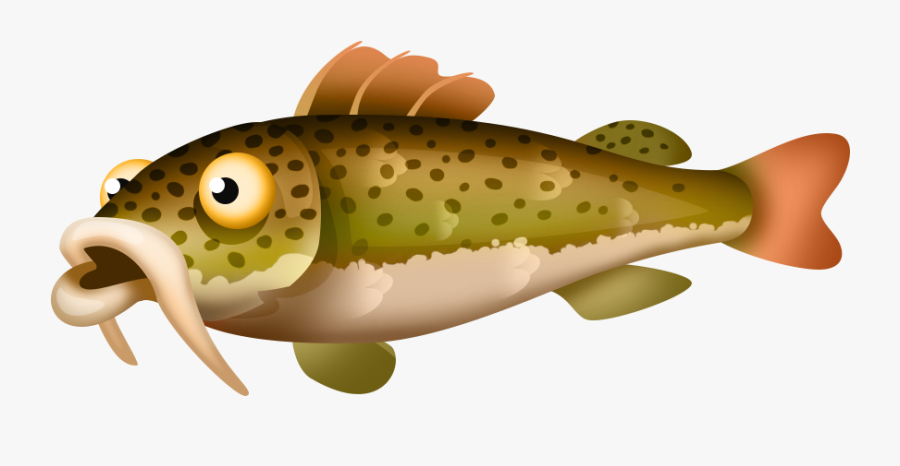 Trout Clipart Grey Fish - Red Tail Catfish Cartoon, Transparent Clipart