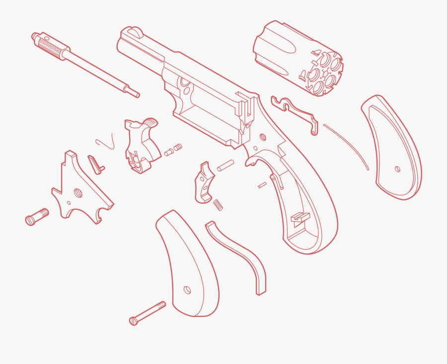 Exploded Gun - Drawing, Transparent Clipart