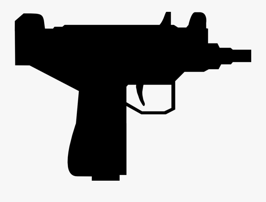 Pistol, Gun, Mini, Silhouette, Trigger, Shotgun, Shoot - Uzi Png, Transparent Clipart