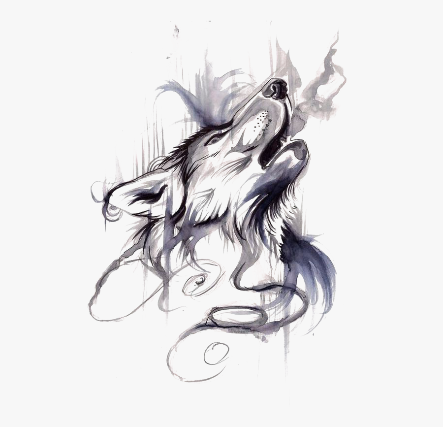 Gray Tattoo Flash Wolf Ink Drawing Clipart - Wolf Tattoo Designs On Paper, Transparent Clipart
