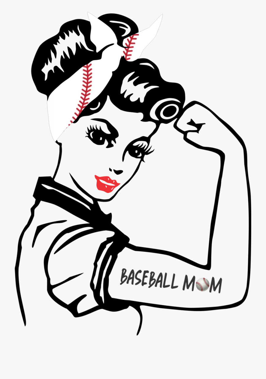 Baseball Clipart Mom - Rosie The Riveter Black And White Clipart, Transparent Clipart
