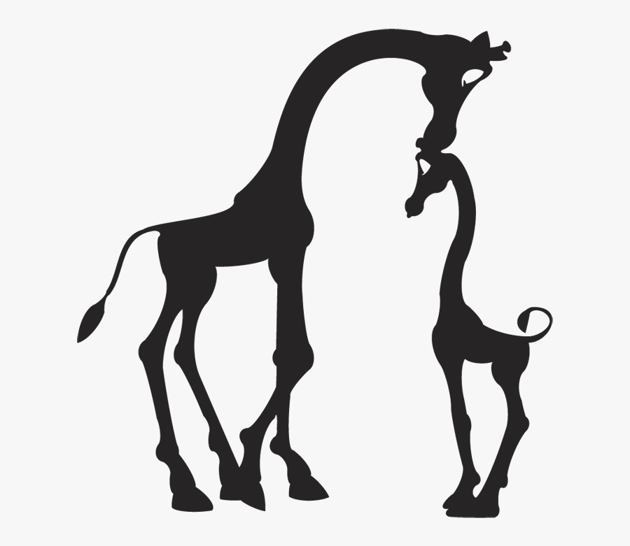 Vinilo De Pared Jirafas - Baby Giraffe Clipart Black And White, Transparent Clipart