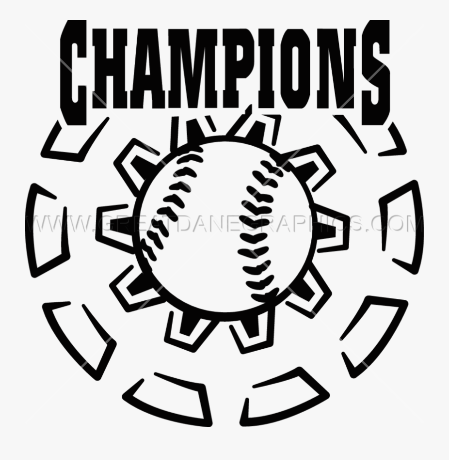 Softball Clipart Champion - Black And White Softball Champion, Transparent Clipart