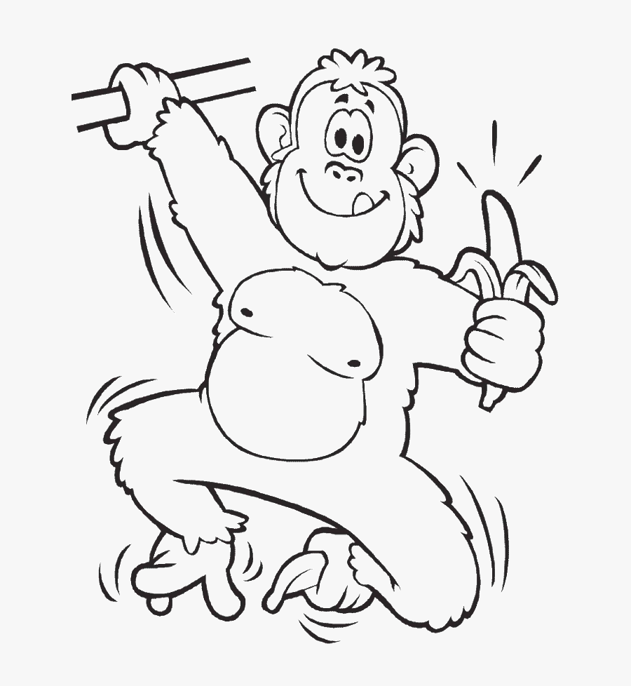 Orangutans Are Eating Banana Coloring Pages - Orangutan Coloring, Transparent Clipart