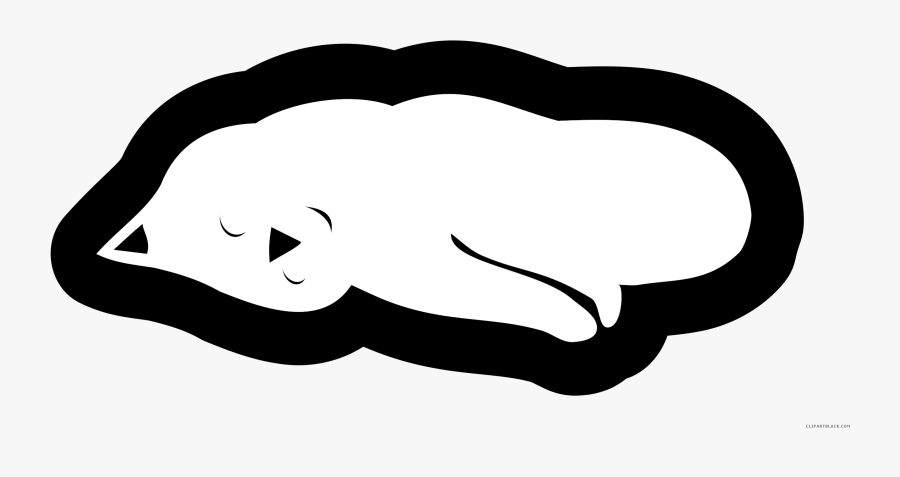 Cat Sleeping Animal Free Black White Clipart Images - Line Art, Transparent Clipart