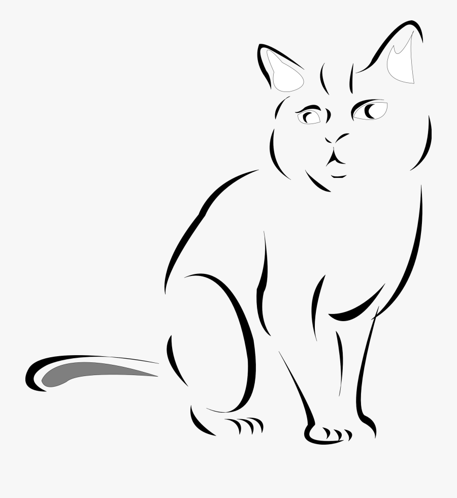 Cat Line Drawing Clip Art Picture Library Stock - Cats Clipart, Transparent Clipart