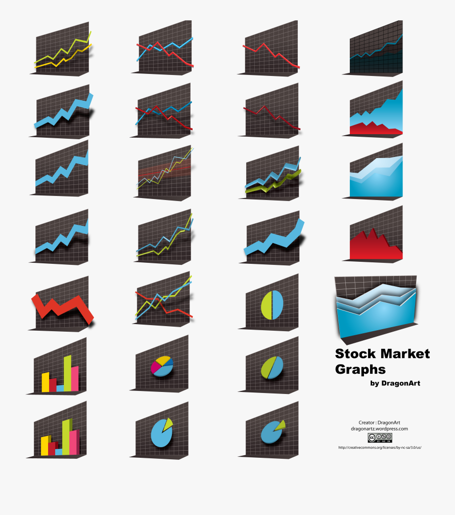 Vector Stock Market Graphs 3d By Dragonart - Stock Market Vector Free, Transparent Clipart