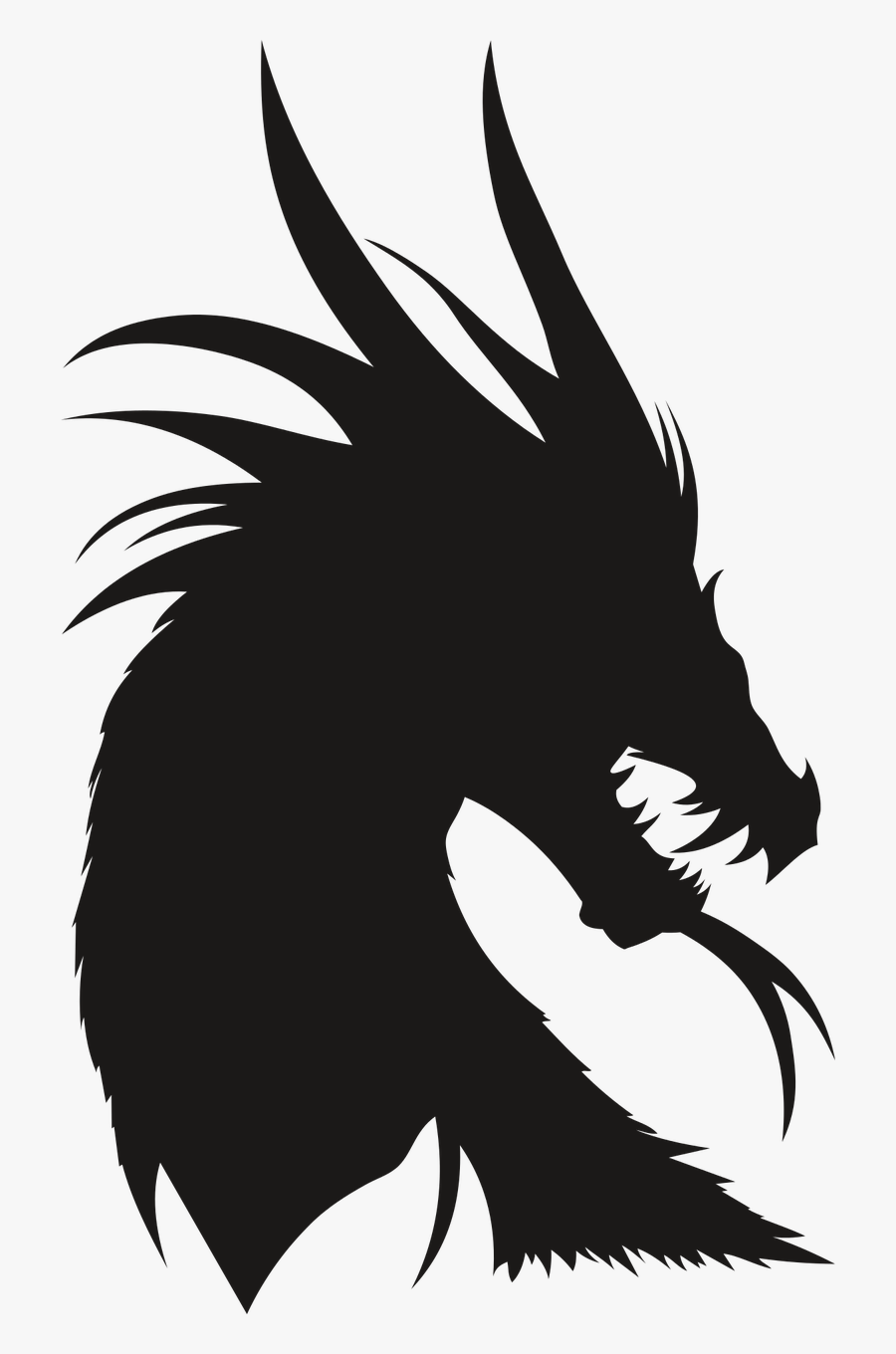 Dragon The Silhouette The Head Of The Free Picture - Dragon Black And White Png, Transparent Clipart