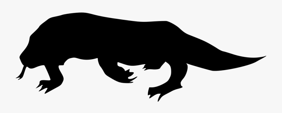 Silhouette,black And Dragon,wildlife,clip Art - Komodo Dragon Silhouette Png, Transparent Clipart