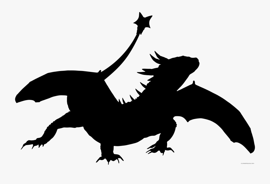 Dragon Silhouette Animal Free Black White Clipart Images - Mythical Creature Silhouette Transparent Background, Transparent Clipart