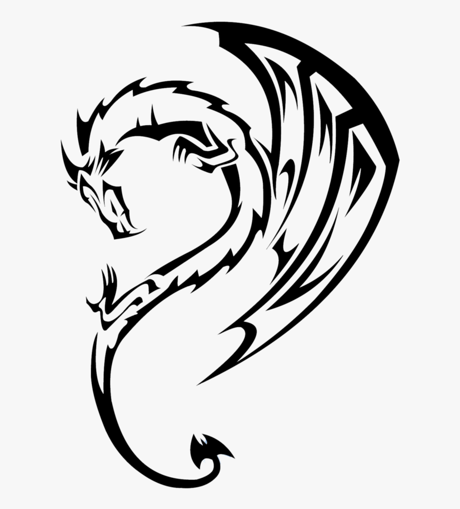 Dragon Drawing - Easy Dragon Tattoo Drawing, Transparent Clipart
