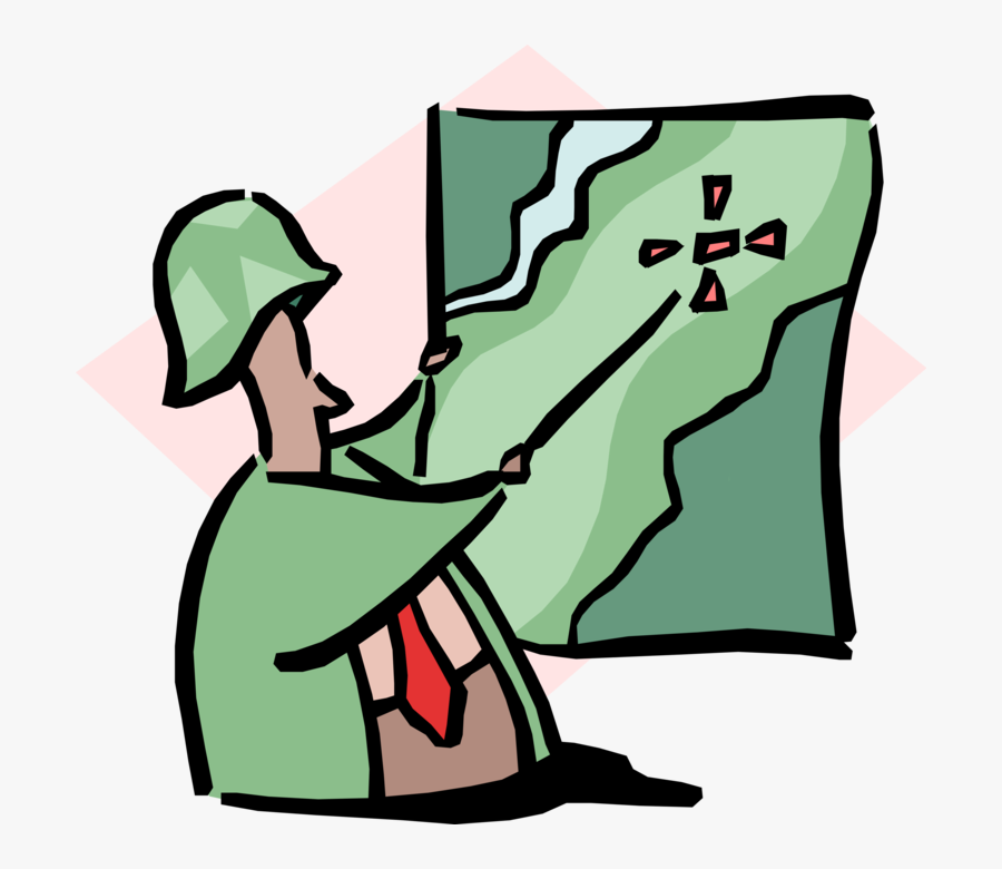 Vector Illustration Of Businessman War Commander Presents - Plan Of Action, Transparent Clipart