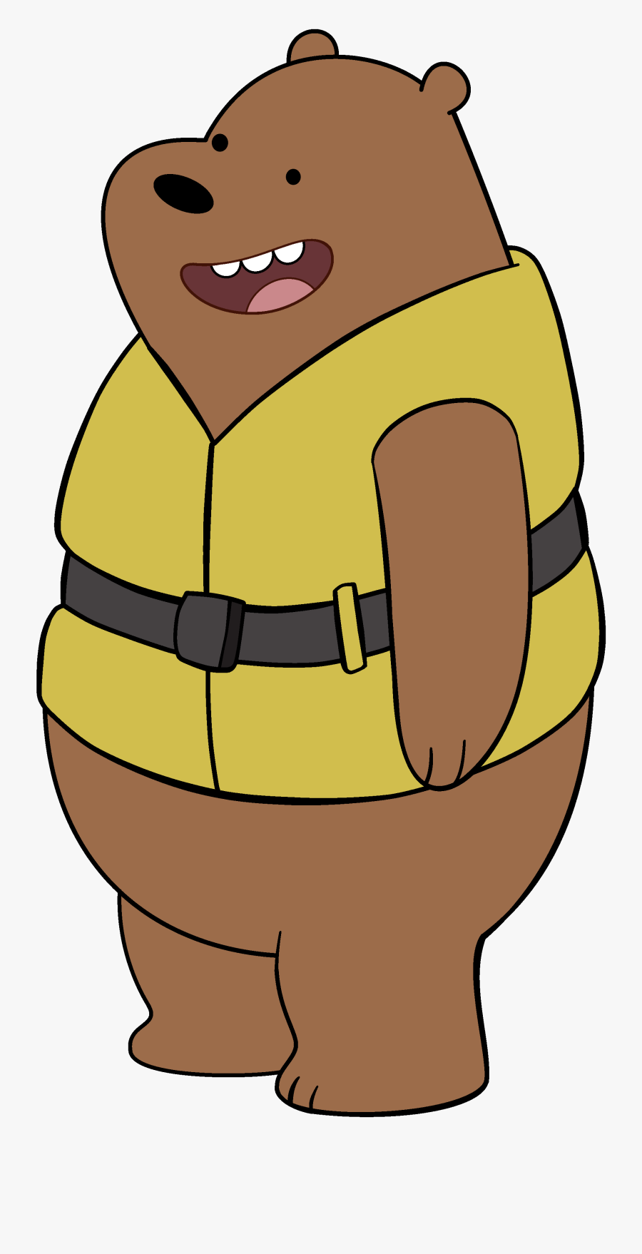 We Bare Bears Grizzly Wearing Life Vest - We Bare Bears Grizz Jacket, Transparent Clipart