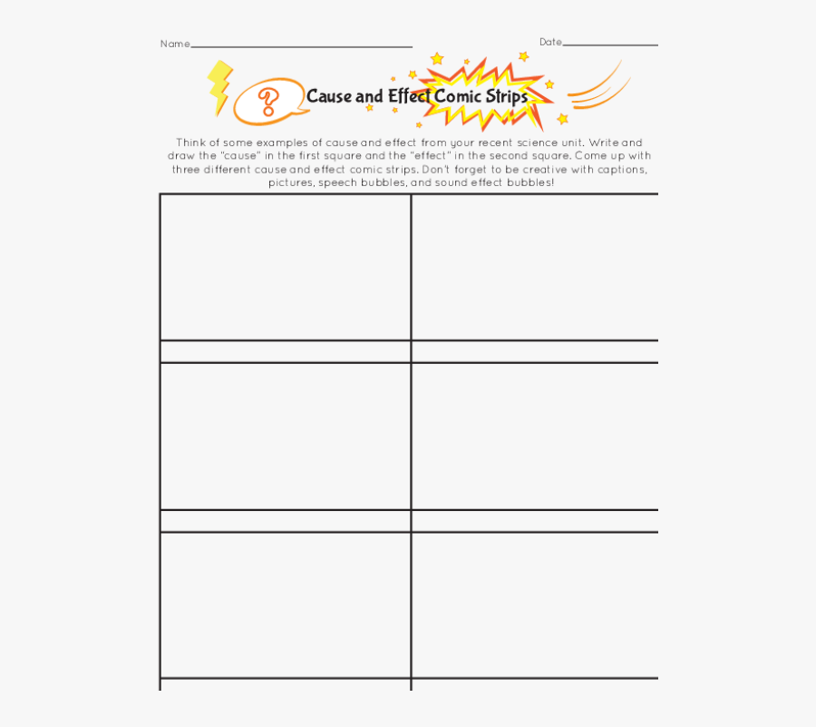Cause And - Cause And Effect Comic Strip Template, Transparent Clipart