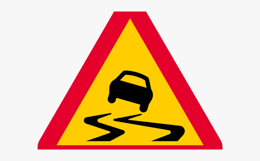 Slippery Road Sign Png, Transparent Clipart