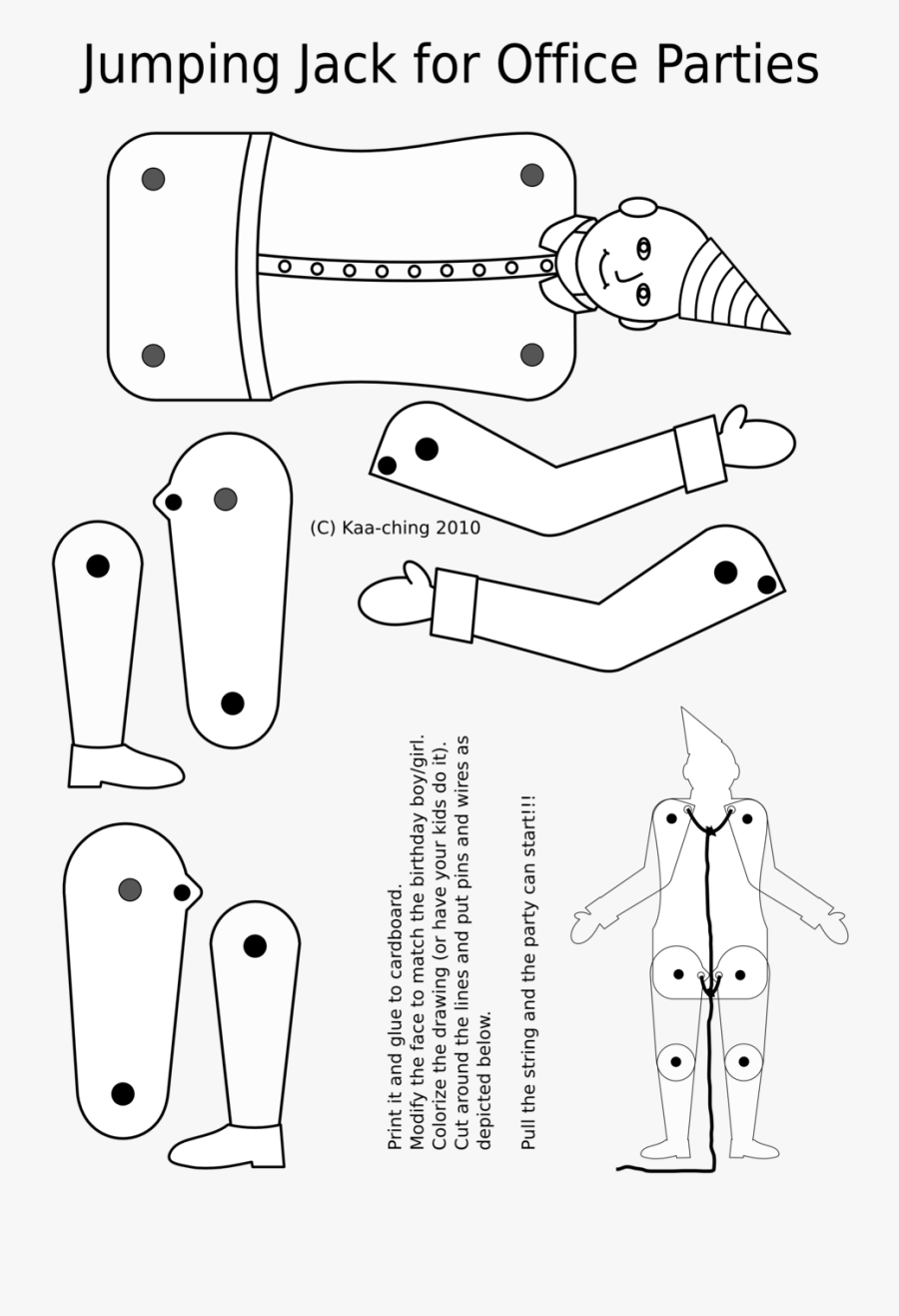 Jumping Jack Coloring Page - Jumping Jack Template, Transparent Clipart