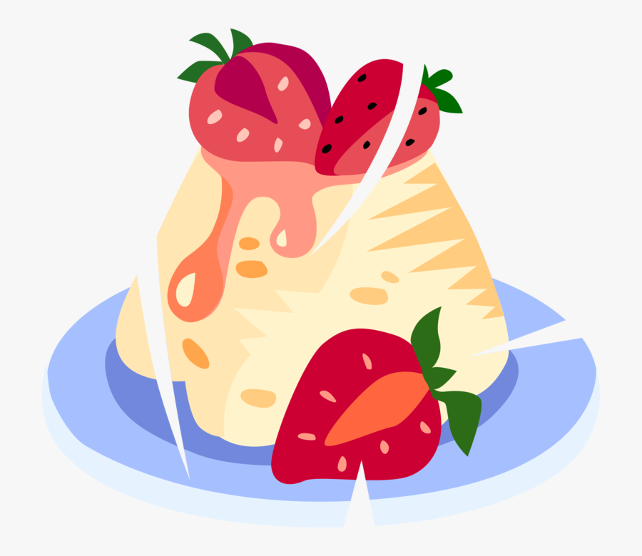 Vector Illustration Of Sweet Dessert Strawberry Shortcake, Transparent Clipart