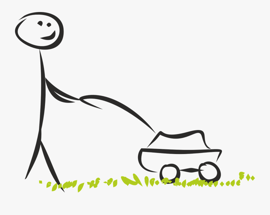Transparent Free Clipart Of Lawn Mowers - Stick Figure Mowing Lawn, Transparent Clipart