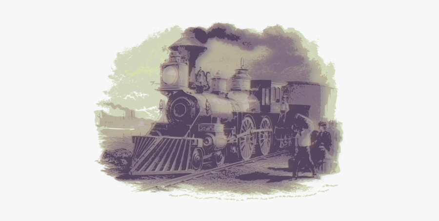 Victorian Era Steam Engine, Transparent Clipart