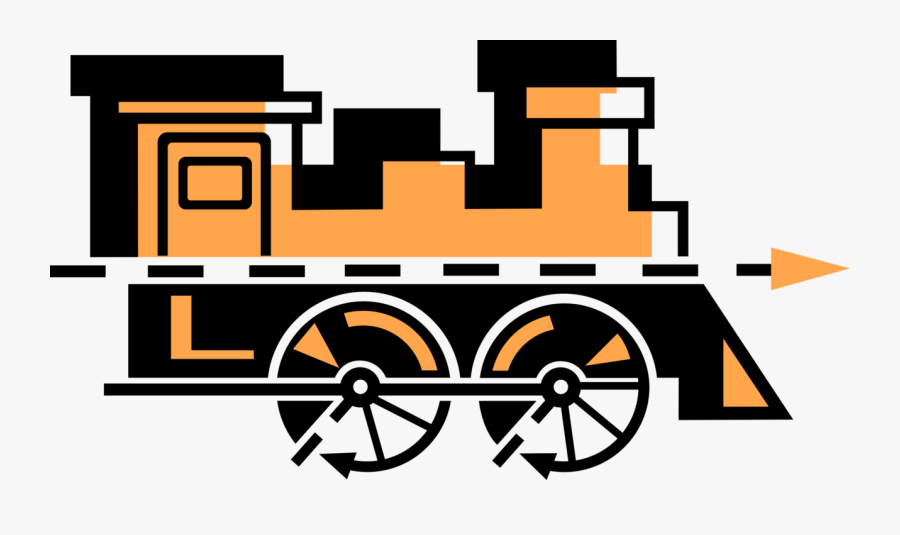 Vector Illustration Of Railroad Rail Transport Steam, Transparent Clipart