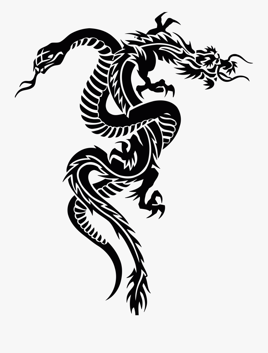 Snake And Dragon Tribal Tattoo Clipart And Design - Snake Tattoo Png, Transparent Clipart