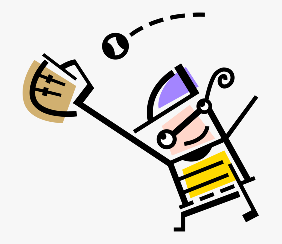 Baseball Outfielder Catches Fly Ball, Transparent Clipart