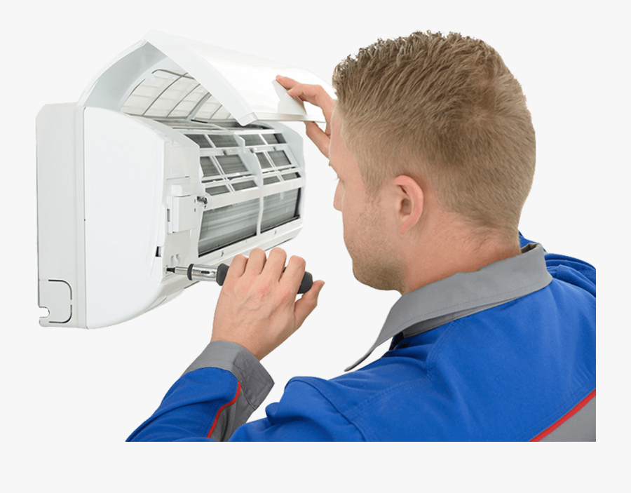 Technician Repairing Air Conditioner - Air Conditioner Repair Png, Transparent Clipart