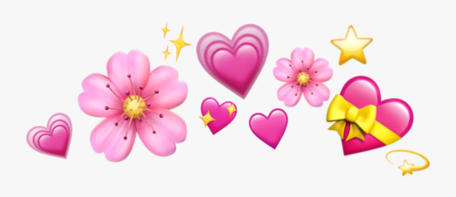 Two Pink Hearts Emoji Meaning - Heart Flower Crown Png, Transparent Clipart