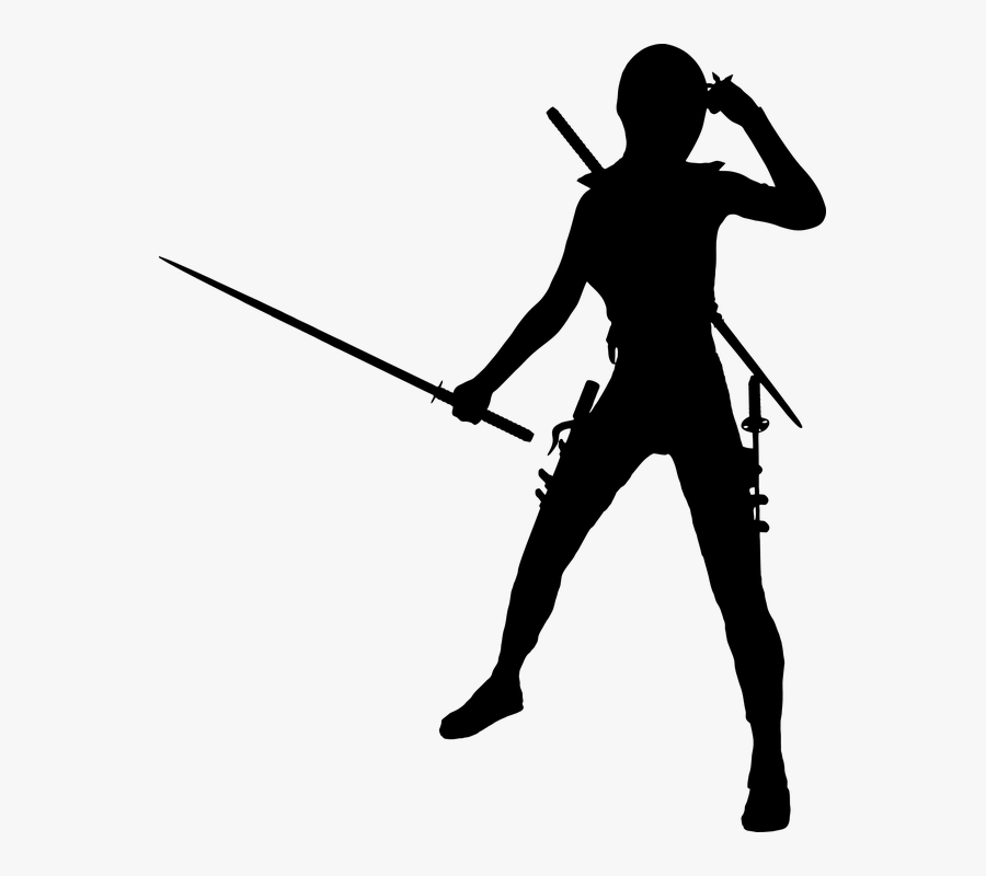 Female Ninja Silhouette, Transparent Clipart