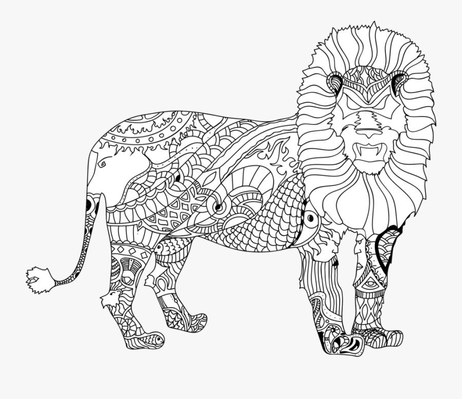 Lion Tiger Black And White Line Art Drawing Cc0 - Circus Clipart Black And White Line Art, Transparent Clipart