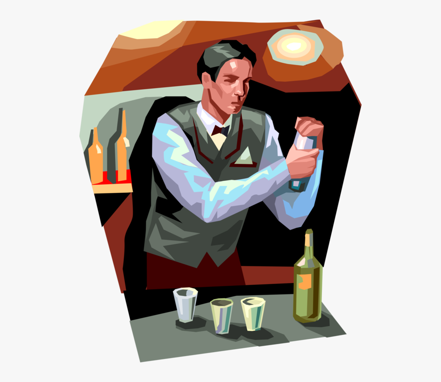 Vector Illustration Of Barroom Bartender Mixes And - Illustration, Transparent Clipart