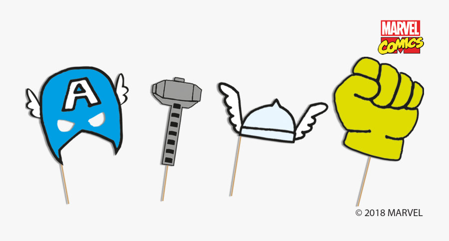Marvel Pop Comic Party Photobooth Props - Kit Photocall Vengadores, Transparent Clipart